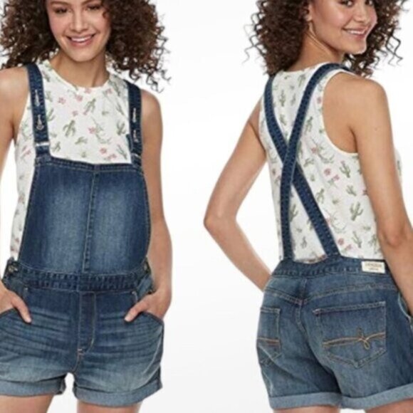 Levi’s | Denizen Blue Overall Shorts Women’s Size Small - Picture 1 of 11